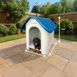HugglePets Weatherproof Dog Kennel with Window, Grey Roof