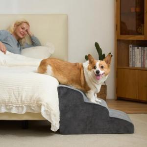 Dripex 3-Step Non-Slip Dog Stairs - Grey