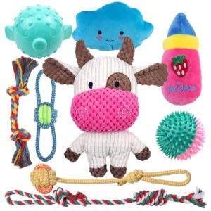 Sundrawy Dog Toy Set: Chew, Squeak, Tug, Clean