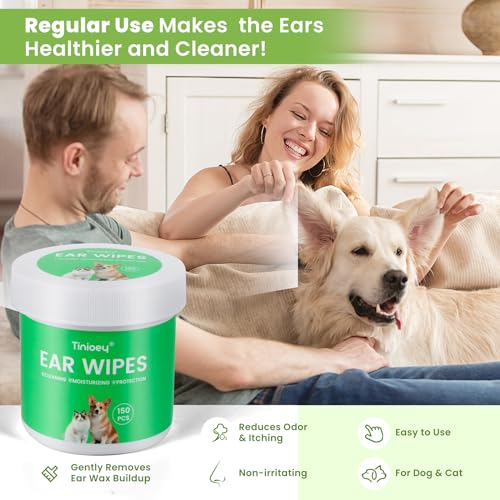 Plant-Based Dog Ear Wipes (150 Pads) for Itching & Wax