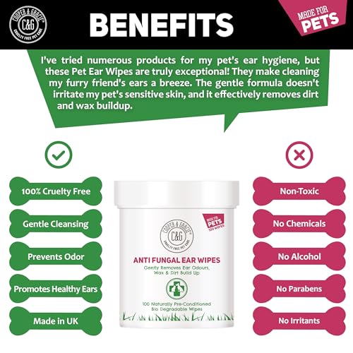 Biodegradable Ear Wipes for Dogs & Cats