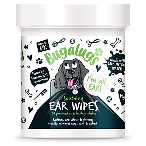 BUGALUGS Biodegradable Dog Ear Wipes with Soothing Solution
