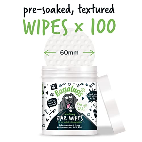BUGALUGS Biodegradable Dog Ear Wipes with Soothing Solution