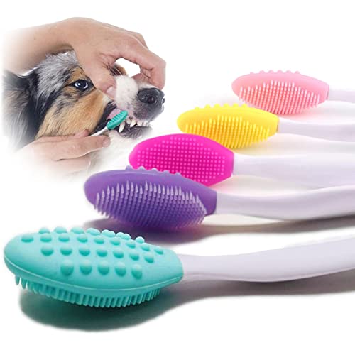 5-pack Double-Sided Soft Silicone Dog Dental Brush Kit