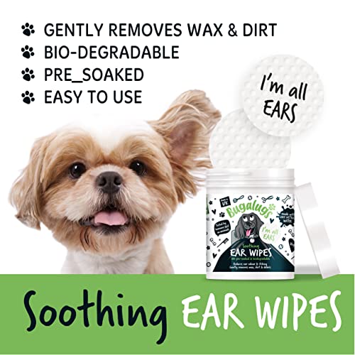BUGALUGS Biodegradable Dog Ear Wipes with Soothing Solution