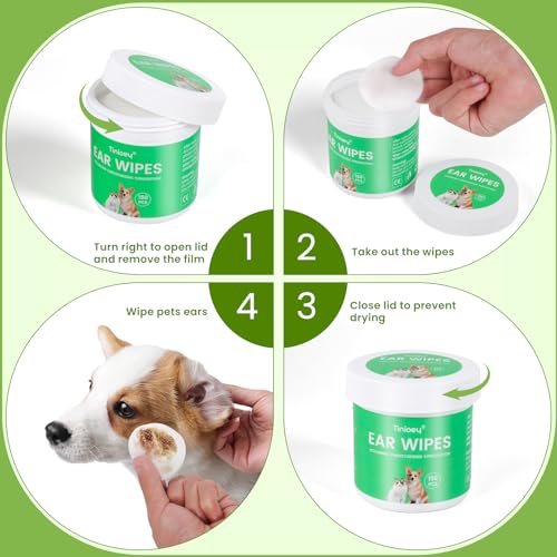 Plant-Based Dog Ear Wipes (150 Pads) for Itching & Wax