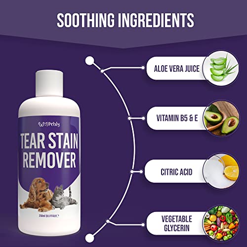 Petsly Tear Stain Remover 250ml - Ideal Dog and Cat Eye Drops