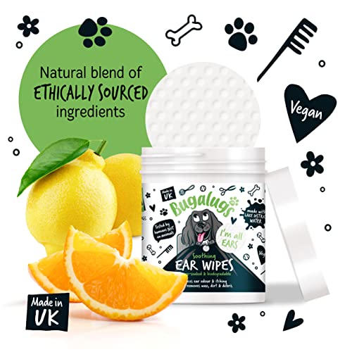 BUGALUGS Biodegradable Dog Ear Wipes with Soothing Solution
