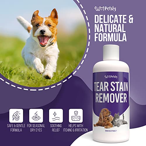 Petsly Tear Stain Remover 250ml - Ideal Dog and Cat Eye Drops