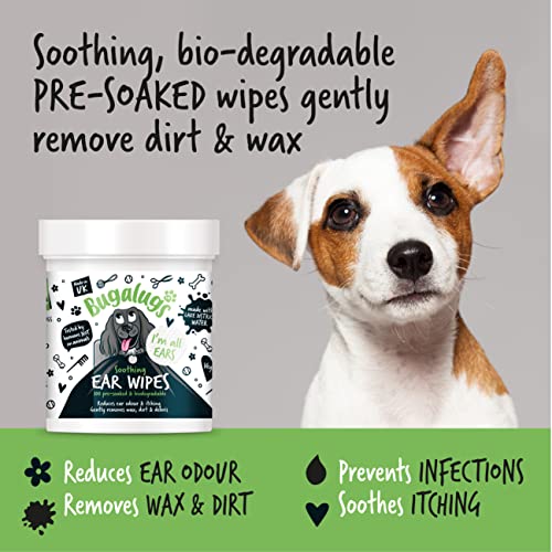 BUGALUGS Biodegradable Dog Ear Wipes with Soothing Solution