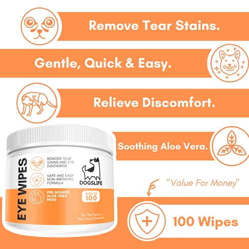 100 Pack Dog Eye Cleaning Wipes | Tear Stain & Discharge Remover