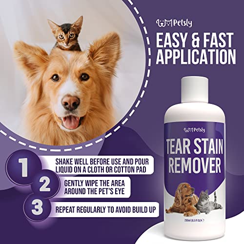 Petsly Tear Stain Remover 250ml - Ideal Dog and Cat Eye Drops