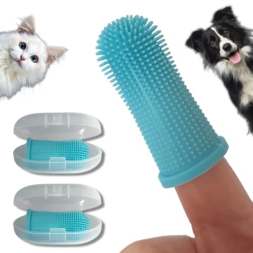 PawsOnlyUK Dog Finger Toothbrush Set with Storage Case