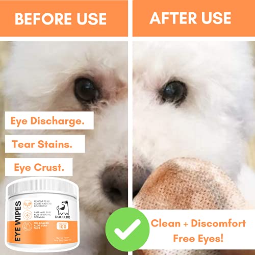 100 Pack Dog Eye Cleaning Wipes | Tear Stain & Discharge Remover