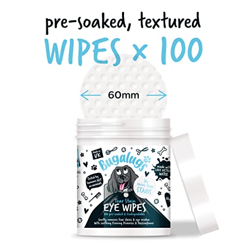 BUGALUGS Biodegradable Dog Eye Wipes - Tear Stain Removal