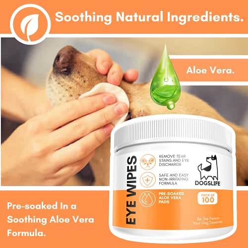 100 Pack Dog Eye Cleaning Wipes | Tear Stain & Discharge Remover