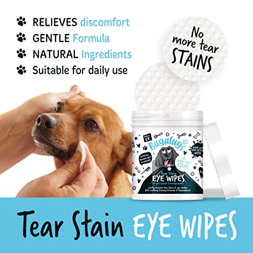 BUGALUGS Biodegradable Dog Eye Wipes - Tear Stain Removal