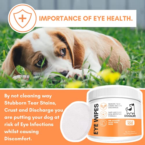 100 Pack Dog Eye Cleaning Wipes | Tear Stain & Discharge Remover