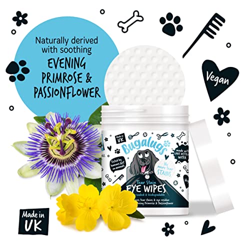 BUGALUGS Biodegradable Dog Eye Wipes - Tear Stain Removal