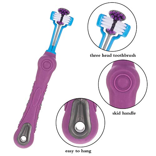 3 Sided Dog Toothbrush Set with Silicone Finger Brush