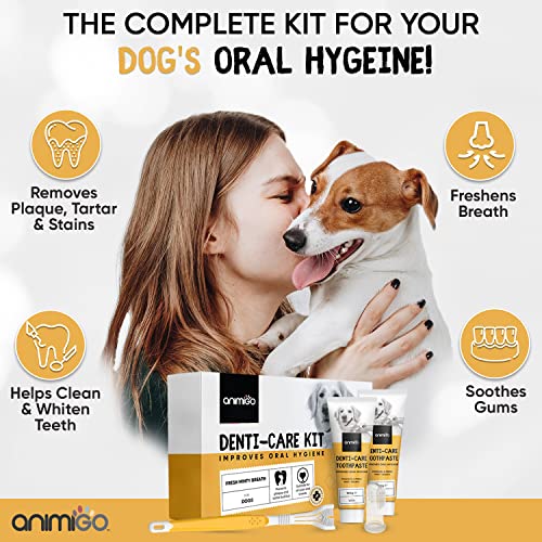 Dog Toothbrush, Toothpaste Kit, Finger Brush for Dental Care