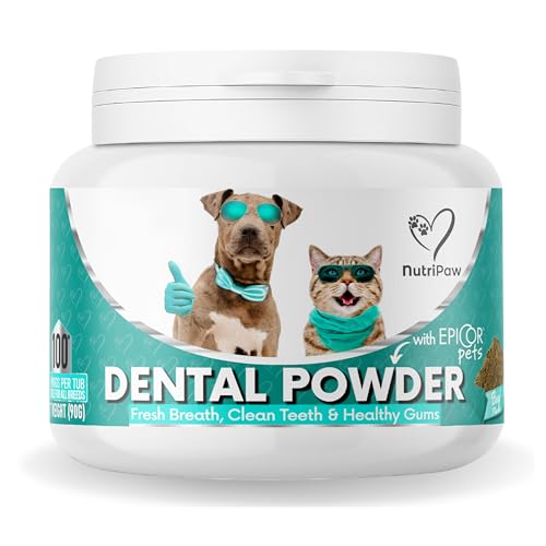 NutriPaw Dental Powder for Dogs & Cats - Fresh Breath & Healthy Gums - Fuss-Free
