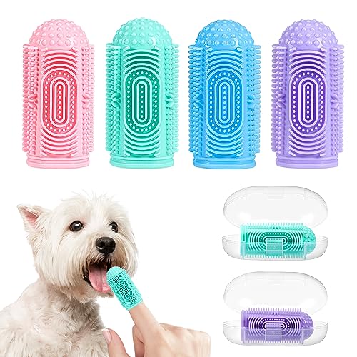Dog Finger Toothbrush 4 Pack - Full Bristles