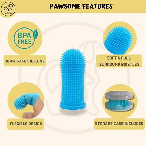 PawsOnlyUK Dog Finger Toothbrush Set with Storage Case