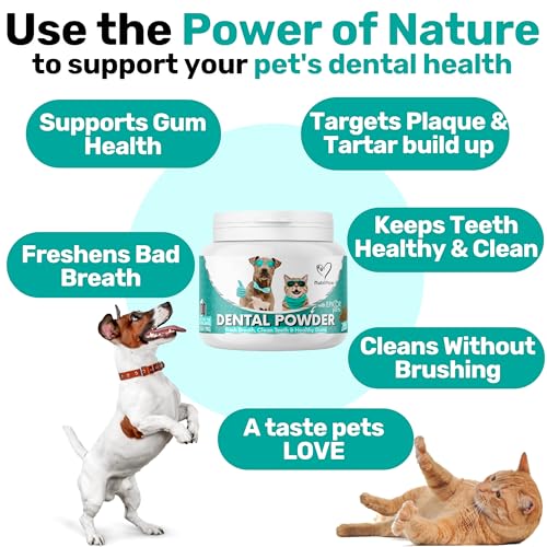 NutriPaw Dental Powder for Dogs & Cats - Fresh Breath & Healthy Gums - Fuss-Free