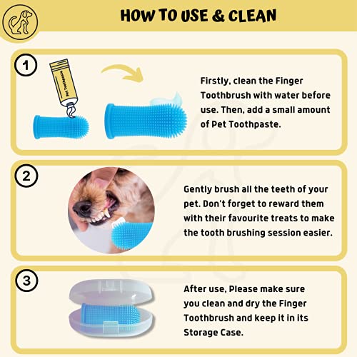 PawsOnlyUK Dog Finger Toothbrush Set with Storage Case