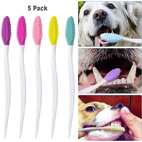 5-pack Double-Sided Soft Silicone Dog Dental Brush Kit