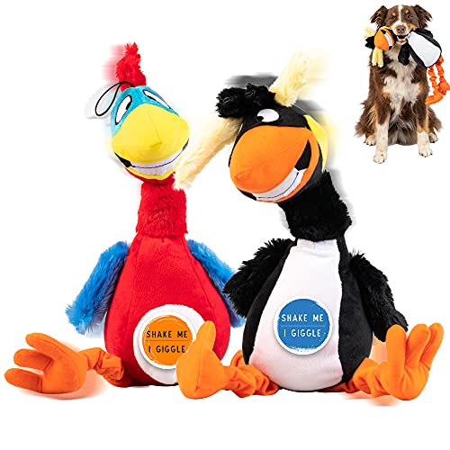 Giggling Puffin & Parrot Interactive Dog Toys Pack