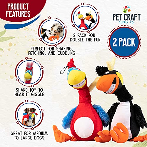 Giggling Puffin & Parrot Interactive Dog Toys Pack