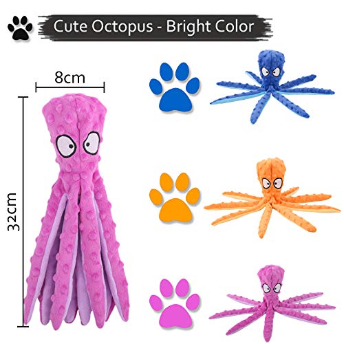 Squeaky No Stuffing Octopus Dog Chew Toy (Purple)