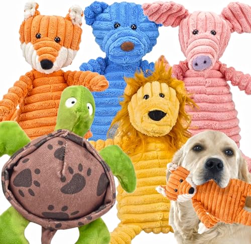 5-Pack Plush Squeaky Dog Toy Bundle for All Sizes