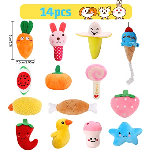 14 Pack Dog Squeaky Toys for Interactive Chew