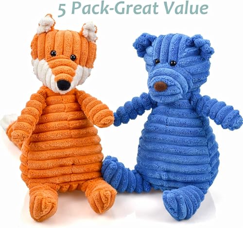 5-Pack Plush Squeaky Dog Toy Bundle for All Sizes