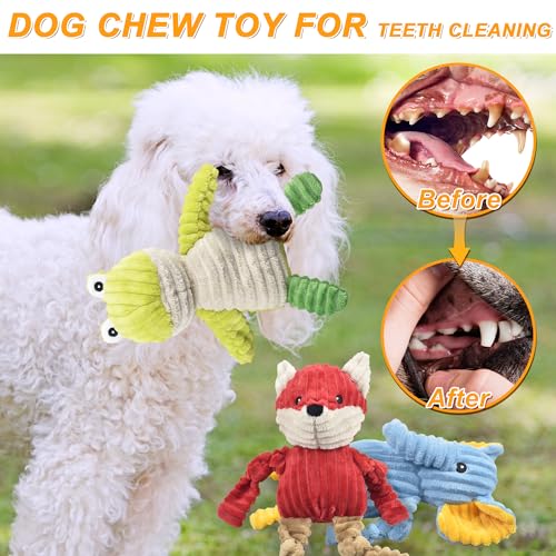 Ousiya 3-Pack Squeaky Plush Dog Toys Bundle