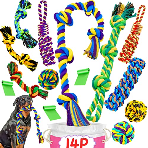 14 Pack XL Indestructible Dog Chew Toys for Aggressive Chewers
