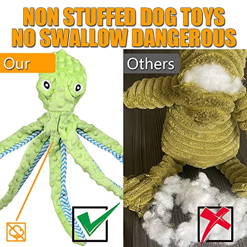 Octopus Squeaky Dog Toys for Boredom, Soft & Durable