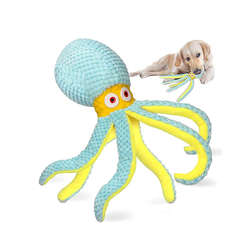 Interactive Squeaky Octopus Dog Chew Toy, Durable Dog Toy