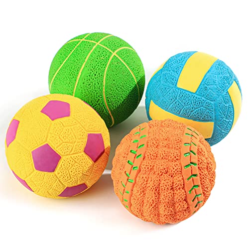 4 Pack Squeaky Dog Balls for Small Dogs