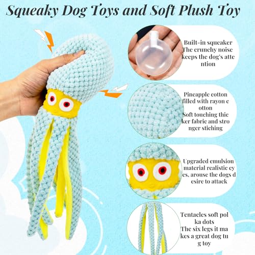 Interactive Squeaky Octopus Dog Chew Toy, Durable Dog Toy