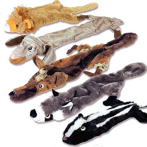 5 Pack Durable Plush Squeaky Dog Toys