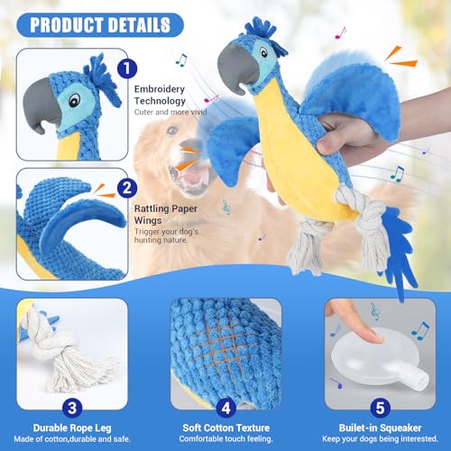 Interactive Plush Squeaky Cockatoo Dog Toy for All Dogs
