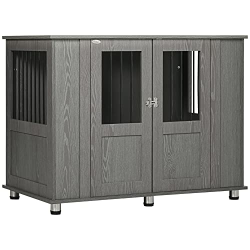 PawHut Grey Dog Crate Kennel End Table, XL