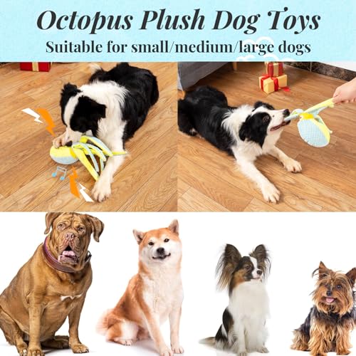 Interactive Squeaky Octopus Dog Chew Toy, Durable Dog Toy
