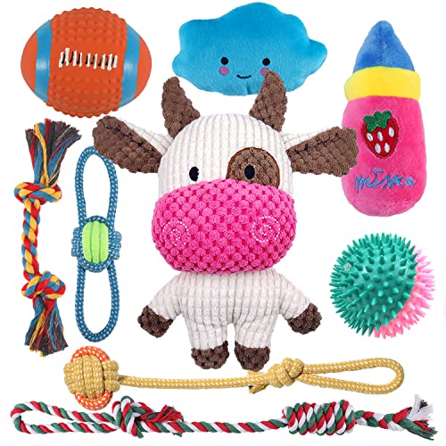 Sundrawy Dog Toy Set: Chew, Squeak, Tug, Clean