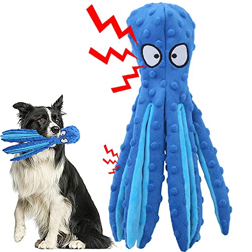 Blue Octopus Dog Chew Toy with Squeaky Sound