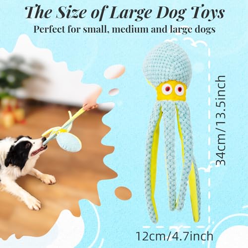 Interactive Squeaky Octopus Dog Chew Toy, Durable Dog Toy